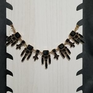 IMAN Gold and Black Crystal Bib Necklace